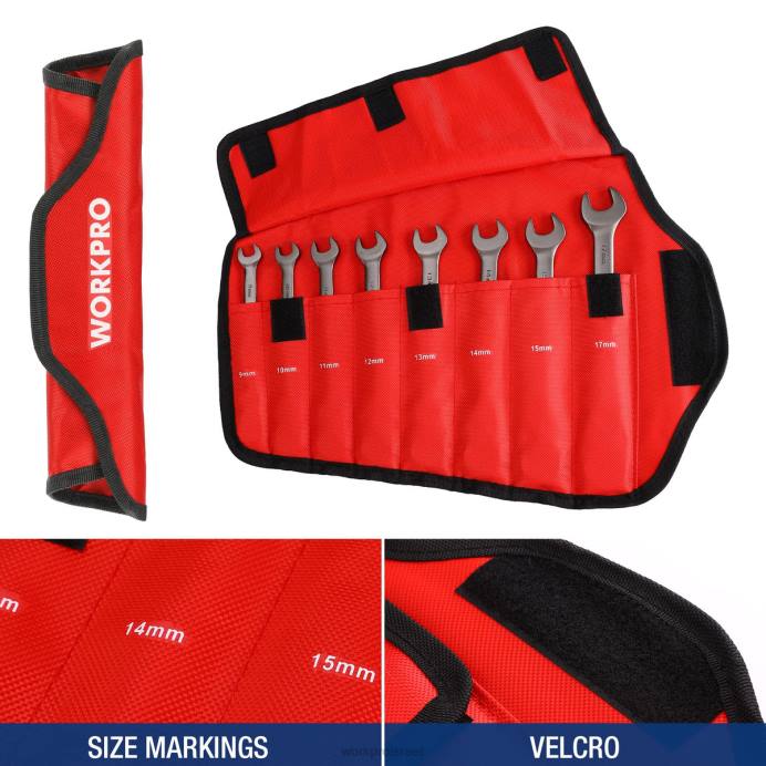 מוֹעִיל WORKPRO 8 יחידות מפתח ברגים משולב ראש גמיש עם תיק ארגונית כְּלִי L40Z86