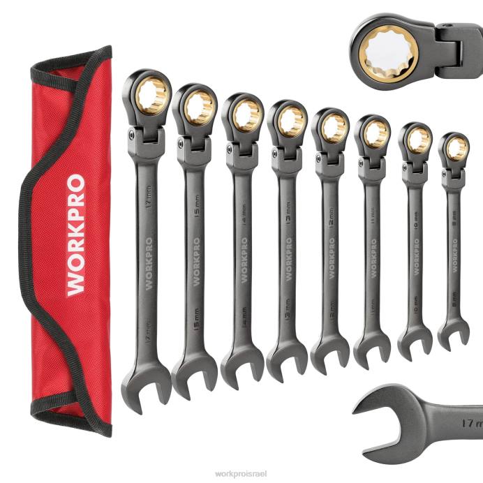 מוֹעִיל WORKPRO 8 יחידות מפתח ברגים משולב ראש גמיש עם תיק ארגונית כְּלִי L40Z86