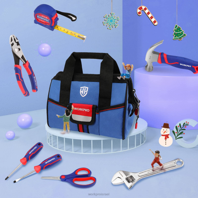 ורוד כחול WORKPRO סט כלים ג'וניור לילדים 9 יחידות עם תיק כלים כְּלִי L40Z253