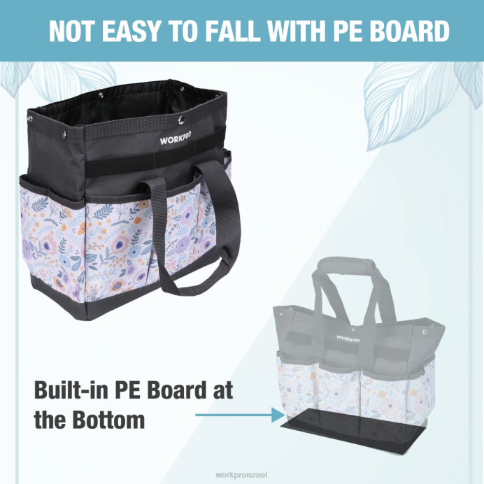 פרחוני לבן/ורוד פרחוני WORKPRO תיק כלי גינה עם 9 כיסים אִחסוּן L40Z286