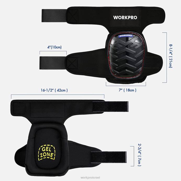 מורדן WORKPRO מגני ברכיים ג'ל עם רצועות נגד החלקה, מגני ברכיים מקצועיים לעבודה כְּלִי L40Z129
