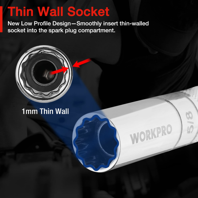 מורדן WORKPRO מצת מסתובב מגנטי עם שקע קיר דק כְּלִי L40Z146