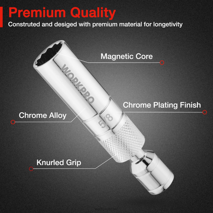 מוֹעִיל WORKPRO מצת מסתובב מגנטי עם שקע קיר דק כְּלִי L40Z147