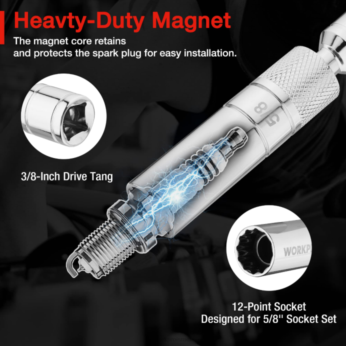 מוֹעִיל WORKPRO מצת מסתובב מגנטי עם שקע קיר דק כְּלִי L40Z147