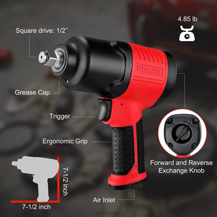 מוֹעִיל WORKPRO מפתח פגיעת אוויר להנעה להחלפת צמיגים לתיקון אוטומטי כְּלִי L40Z189
