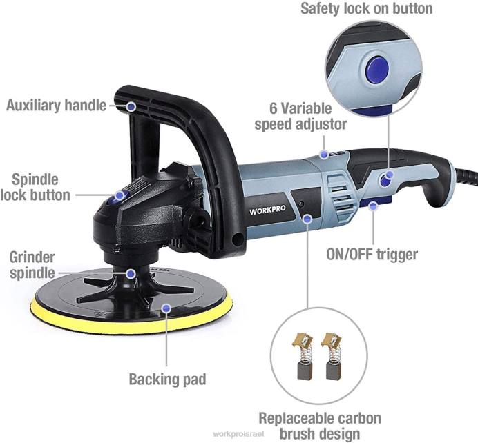 מוֹעִיל WORKPRO מלטש חוצץ ידית נתיק עם אביזרים כְּלִי L40Z231
