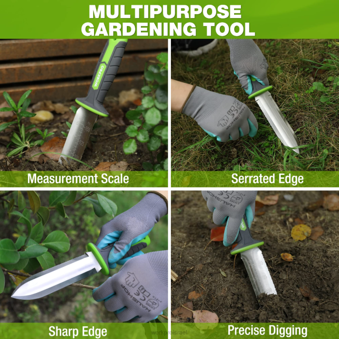 ירוק/ורוד WORKPRO סכין גינה עם נדן אוקספורד, להב נירוסטה עם קצה חיתוך כְּלִי L40Z283