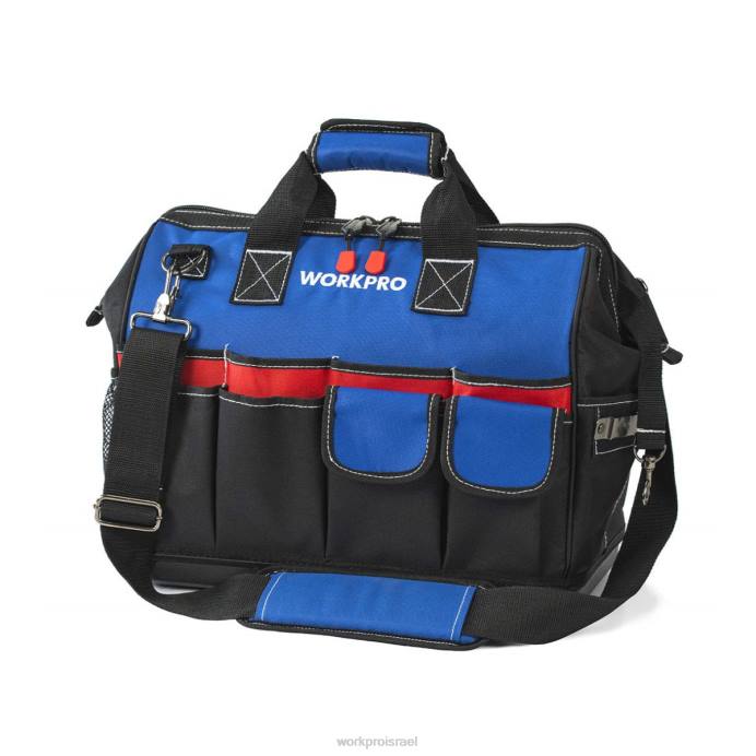 מורדן WORKPRO תיק כלי עבודה סגור עליון לאחסון חריץ רחב עם בסיס עמיד למים ורצועות כתף מתכווננות אִחסוּן L40Z30