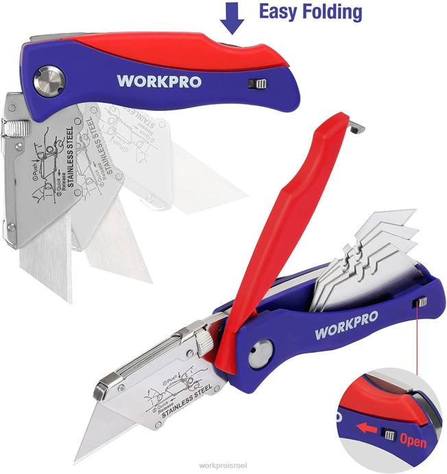מורדן WORKPRO סכין שירות מתקפל עם חותך תיבת החלפה מהירה עם נעילה אחורית עם תפס חגורה כְּלִי L40Z46