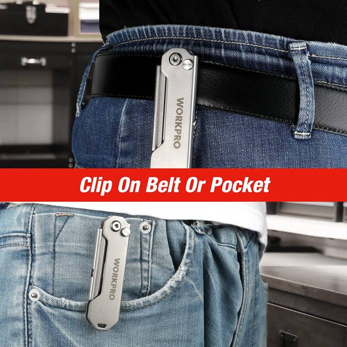חָדָשׁ WORKPRO שינוי מהיר מתקפל סכין כיס מיני סכין מתקפל מנירוסטה עם תפס חגורה כְּלִי L40Z47