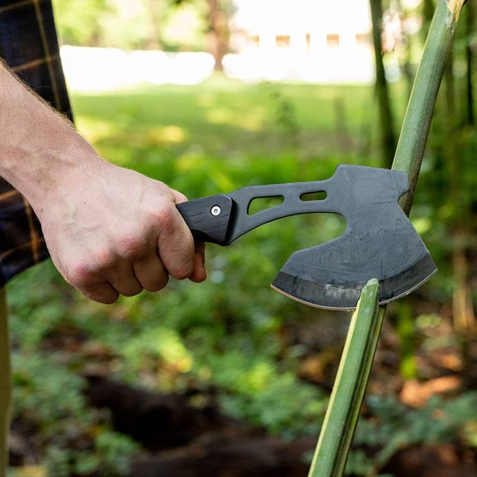 מוֹעִיל WORKPRO סט קומבו גרזן עם ידית עץ מלא וסכין להב קבוע עם נדן ניילון כְּלִי L40Z48