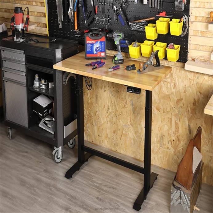 מורדן WORKPRO שולחן עבודה חשמלי מתכוונן לגובה עמידה עם משטח עץ ומנוע כפול אִחסוּן L40Z5