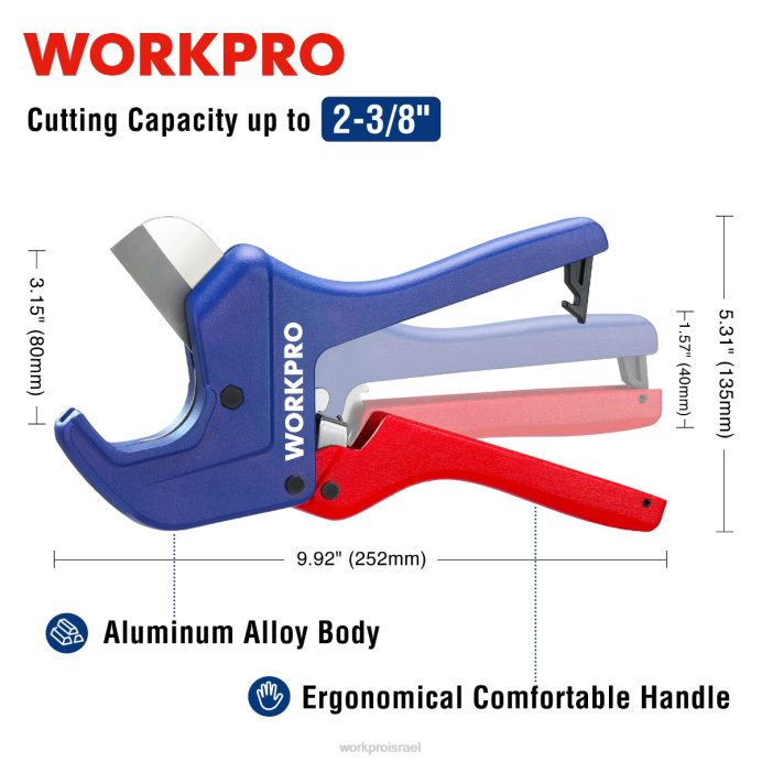 מוֹעִיל WORKPRO כלי חותך צינורות pvc מחגר כְּלִי L40Z155