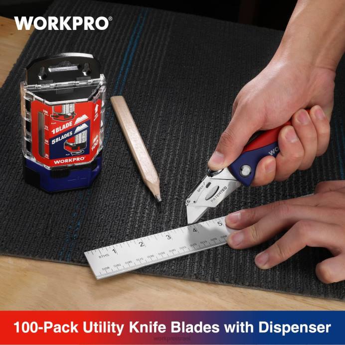 אדום/ורוד WORKPRO החלפת להבי סכין שימושי מפלדת פחמן sk5 100 יחידות עם מתקן כְּלִי L40Z49
