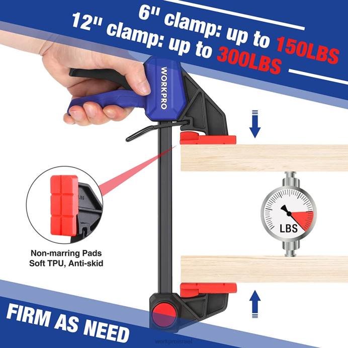 חָדָשׁ WORKPRO מהדקי בר לעיבוד עץ, כובע של 150/300 פאונד כְּלִי L40Z121