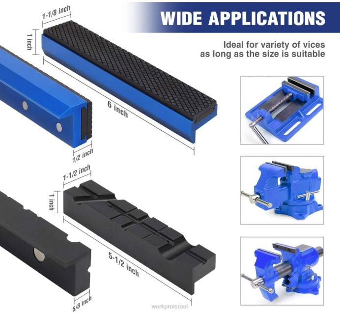 מורדן WORKPRO רפידות לסת של 2 זוגות, מגיני כיסויי לסת מגנטיים, רפידות לסת מרובות חריצים וסט רפידות אלומיניום כְּלִי L40Z117